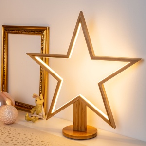 Decorazione Stella H55cm con base DLW Legno Chiaro - Lotti