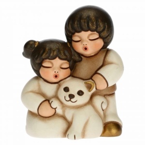 Bimbi con gatto Presepe Classico bianco - Thun