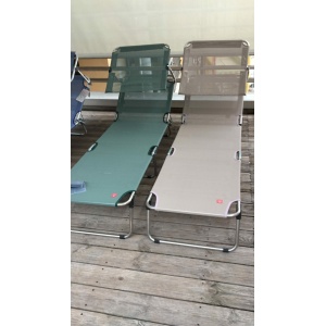 Lettino prendisole pieghevole Amigo top con tettuccio verde salvia - Fiam - immagine 3