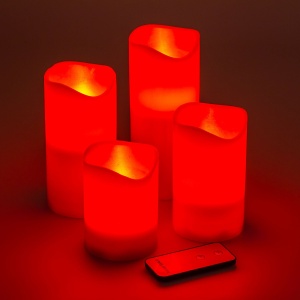 Set 4 Candele Rosse LED IR Ø7,5xH10/12,5/15/18cm - Lotti