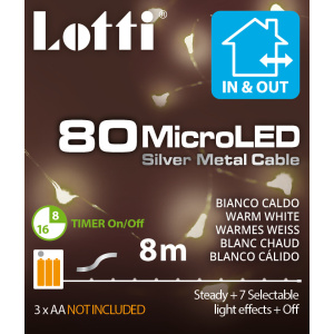 Catenaria 8m 80 MicroLED 8G Timer IP44 3xAA PDQ Bianco Caldo - Lotti - immagine 4