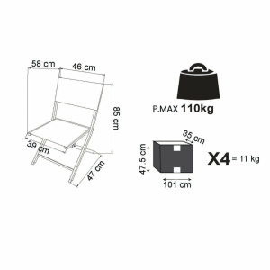 Tavolo pieghevole Alabama 130 x 77 con 4 sedie Georgia taupe - Cosma - immagine 10