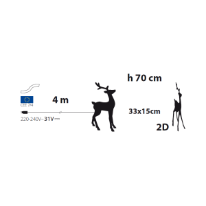 Renna Luminosa 2D mod.S H70cm Serie LHC - Lotti - immagine 9