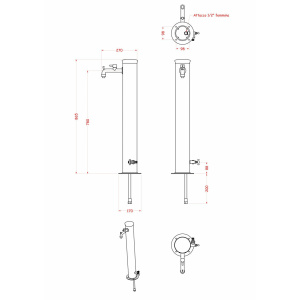 Fontana in acciaio inox, completa di impianto e doppio rubinetto. - Aciaio inox - Bel-Fer - immagine 5