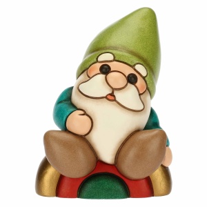 Gnomo Oliver su arcobaleno in ceramica Bosco Magico - Thun - immagine 1