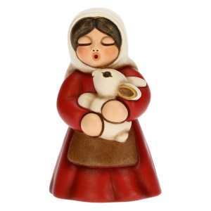 Contadina con coniglio Presepe Classico rosso - Thun - immagine 1