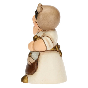 Donna con pesce in ceramica Presepe Classico bianco - Thun - immagine 2