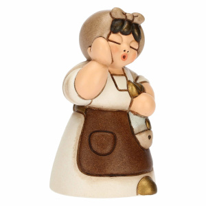 Donna con pesce in ceramica Presepe Classico bianco - Thun - immagine 4