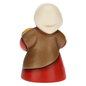 Donna con castagne in ceramica Presepe Classico rosso - Thun - immagine 3