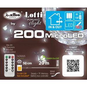 Catenaria 20m M-IR 200 MicroLED Telecomando 15F Bianco Freddo- Lotti - immagine 2