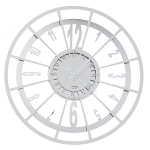 Orologio minimale da parete grande Master acciaio e bianco marmo- Arti e Mestieri