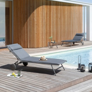 Lettino prendisole imbottito Miami II BeComfort® Grigio Dark Grey - Lafuma - immagine 5