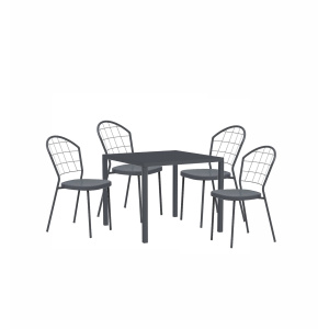 Tavolo Quatris 90 x 90 grigio antico con 4 sedie Smooth – Vermobil