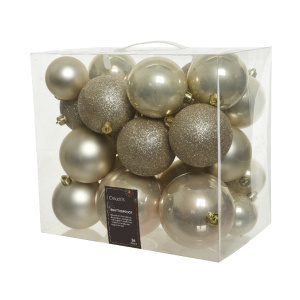 Scatola 26 Sfere Miste Plastica platino - Kaemingk