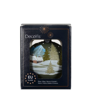 Sfera in Vetro Dipinta a Mano Alpi verde scuro d10 cm - Kaemingk - immagine 2