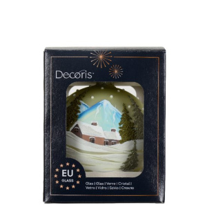 Sfera in Vetro Dipinta a Mano Alpi verde chiaro d10 cm - Kaemingk - immagine 2