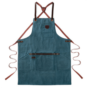 Grembiule in Pelle e Tela Cerata blu pavone - Alaskan Maker
