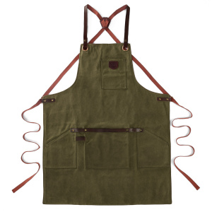 Grembiule in Pelle e Tela Cerata verde oliva - Alaskan Maker