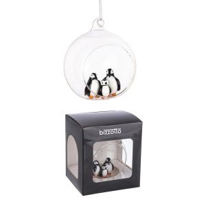 Sfera in Vetro Aperta con 3 Pinguini Ø 8 cm - Bizzotto