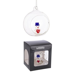 Sfera in Vetro Aperta con Pupazzo di Neve Ø 8 cm - Bizzotto