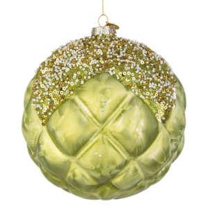 Sfera in Vetro Matelassé verde acido Ø 15 cm- Bizzotto - immagine 1