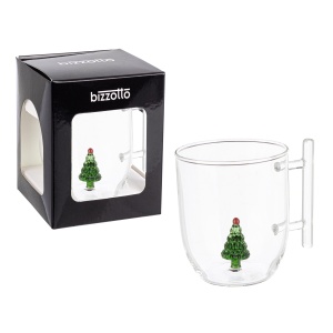 Mug in Vetro con Albero di Natale - Bizzotto