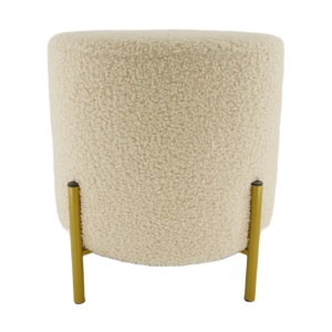 Pouf in Metallo e Tessuto Bouclé panna - Dijk