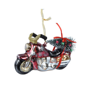 Addobbo in Vetro Moto Vintage rossa - Kaemingk