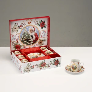 Set 6 Tazze Caffè Natalizie in Porcellana Babbo - Lamart - immagine 1