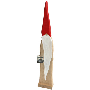 Scultura in Legno Babbo Natale Portacandela rosso H.85 cm