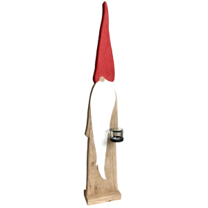 Scultura in Legno Babbo Natale Portacandela rosso H.104 cm