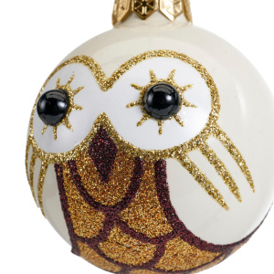 Sfera in Vetro Gufetto bianco Ø 6 cm - Kaemingk - immagine 3