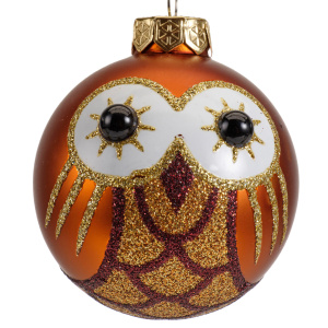 Sfera in Vetro Gufetto rame  Ø 6 cm - Kaemingk