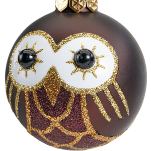 Sfera in Vetro Gufetto marrone  Ø 6 cm - Kaemingk - immagine 2