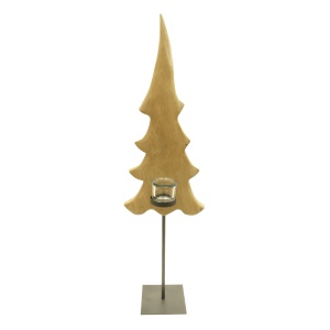 Scultura in Legno Albero di Natale Portacandela H.80 cm