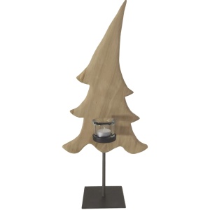Scultura in Legno Albero di Natale Portacandela H.61 cm - immagine 1