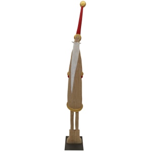 Scultura in Legno Babbo Natale oro-rosso H.139 cm - immagine 1