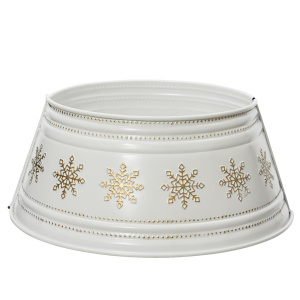 Copribase in Metallo Bianco Decori Oro Ø57 cm - Kaemingk