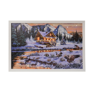 Quadro con Luci a LED Chalet con Anatre - Kaemingk - immagine 1