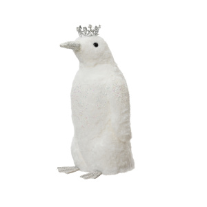 Pinguino bianco con Corona H.47 cm - Kaemingk - immagine 1