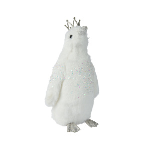 Pinguino bianco con Corona H.30 cm - Kaemingk - immagine 1