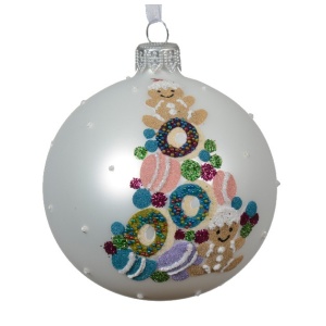 Addobbo Sfera in Vetro bianco Omino di Zenzero - Kaemingk - immagine 1