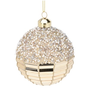 Addobbo Oro Chiaro con Perline Ø 8 cm - Koopman - immagine 1