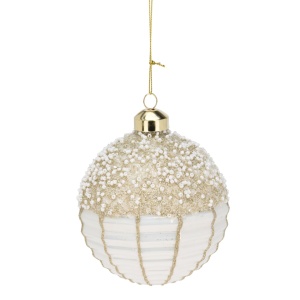 Addobbo Bianco Panna con Perline Ø 8 cm - Koopman - immagine 1