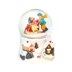 Carillon Sfera di Neve Bimbi con Slitta - Il mondo dei carillon - immagine 1