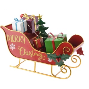 Slitta in Metallo con Luci a Led e Albero - Koopman