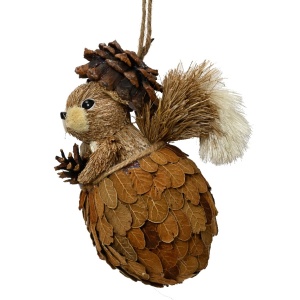 Addobbo Scoiattolo in Paglia e Pigne - Kaemingk - immagine 1