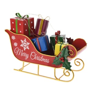 Slitta in Metallo con Luci a Led e Doni - Koopman - immagine 1