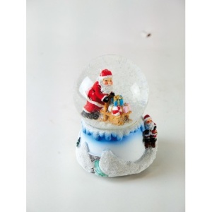 Palla di neve 80 mm Babbo Natale con regali - Il mondo dei carillon - immagine 1
