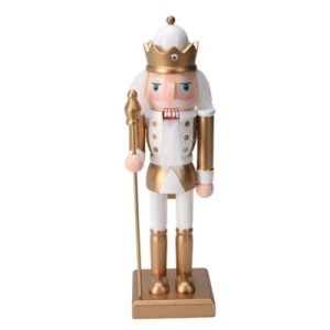 Schiaccianoci con Scettro bianco e oro H.25 cm - Koopman